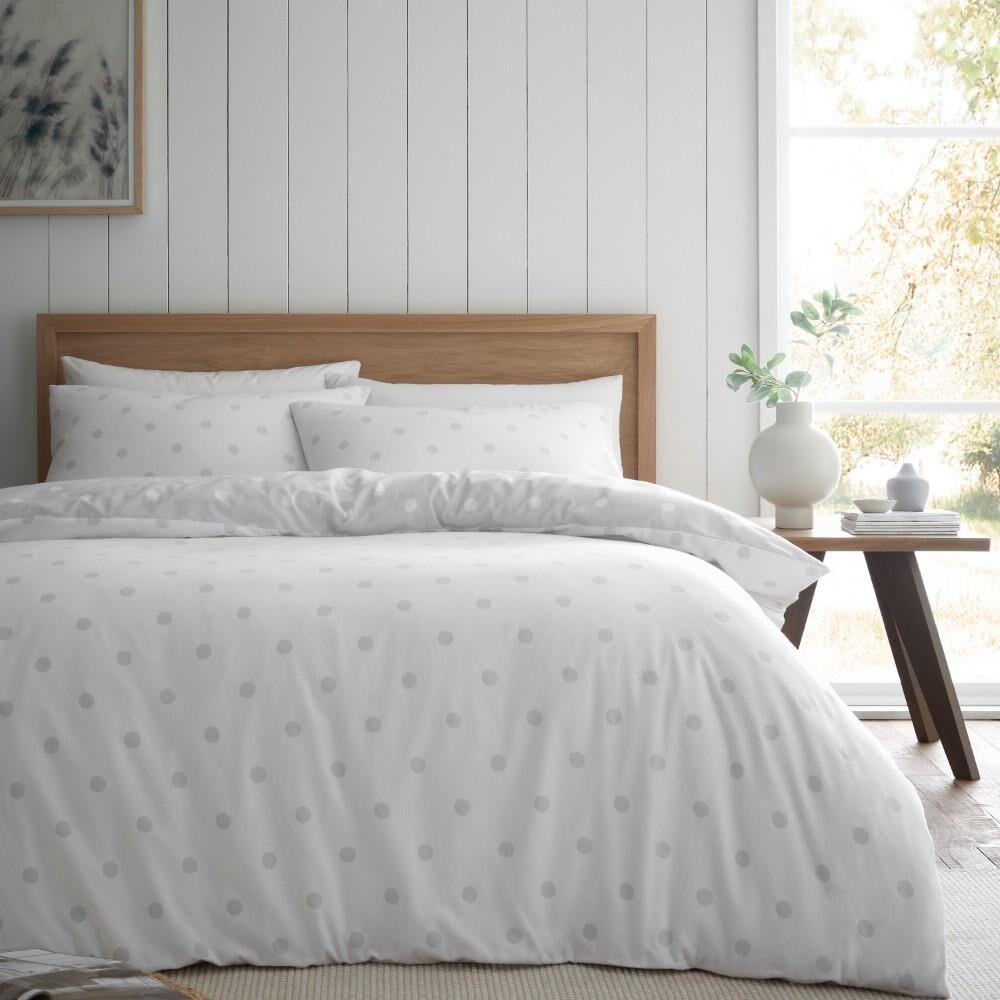 Catherine Lansfield Polka Dot 100% Brushed Cotton Reversible Duvet Cover Set