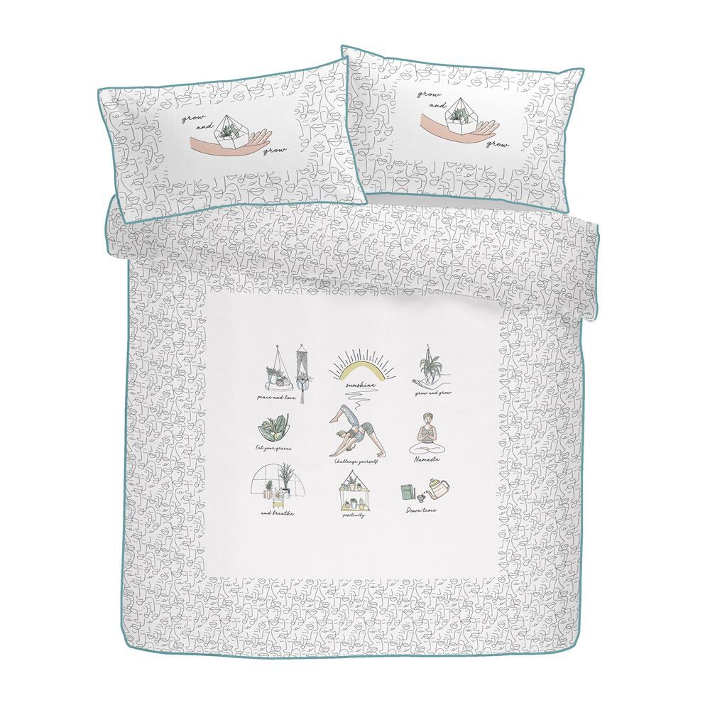 Appletree Wellbeing 180 Thread Count 100% Cotton Percale Duvet Cover Set