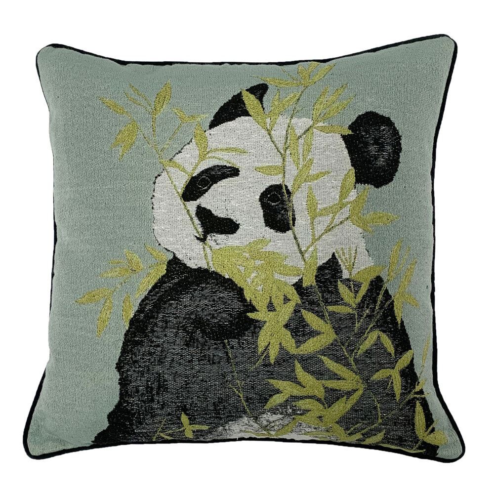 Furn Pandas Jacquard Woven Cushion Cover, Green, 45 x 45 Cm