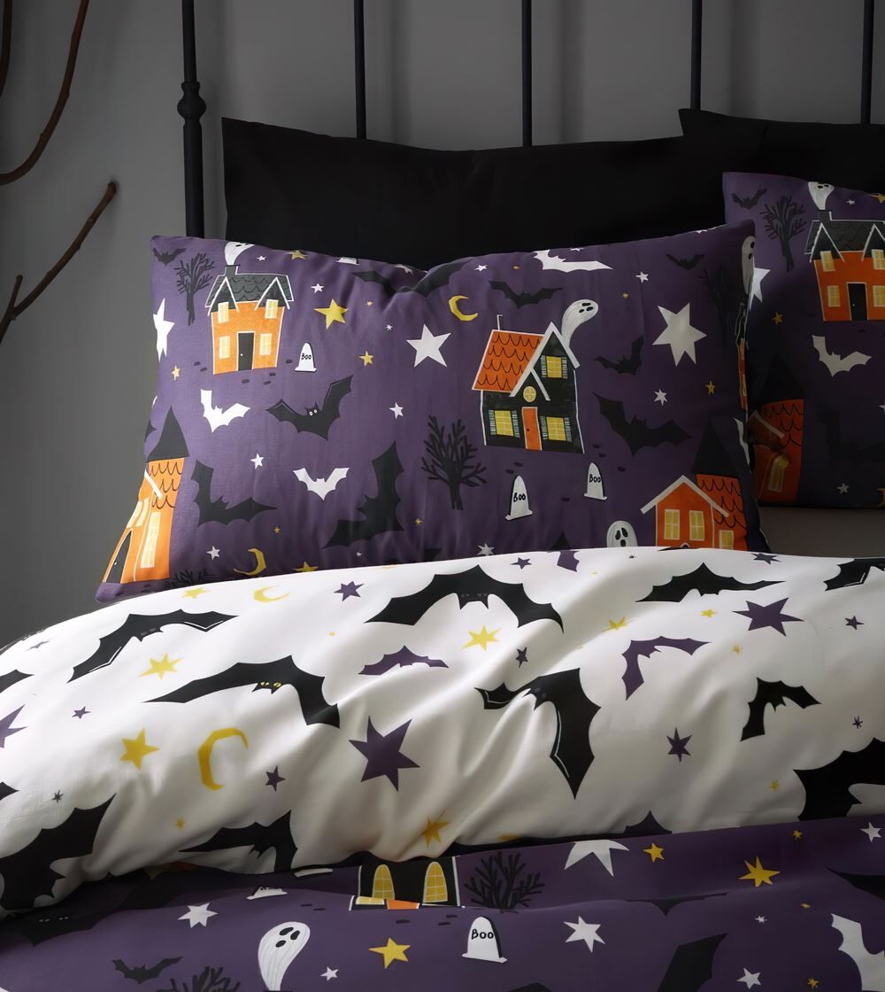 Bedlam Halloween Haunted House Glow In The Dark Duvet Cover Set