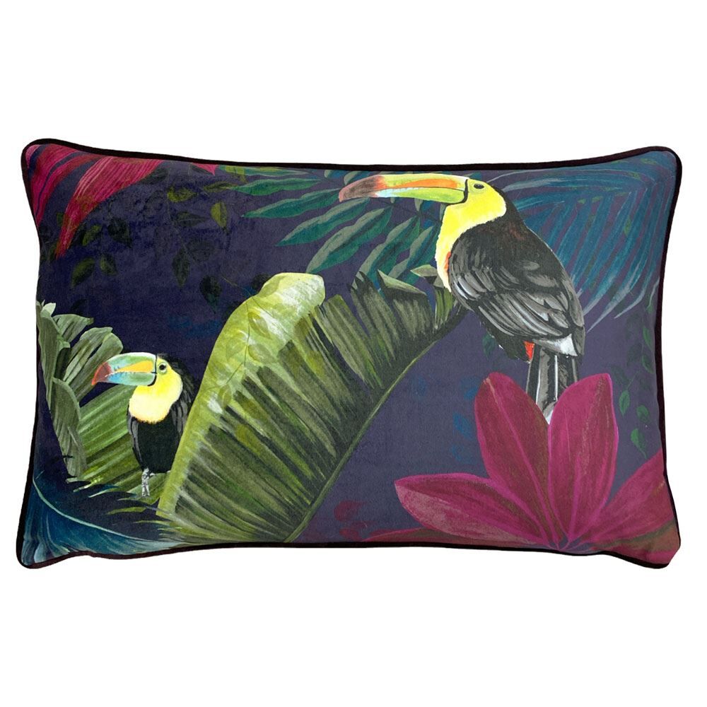 Paoletti Kala Toucan Piped Edge Cushion Cover, Multi, 30 x 50 Cm