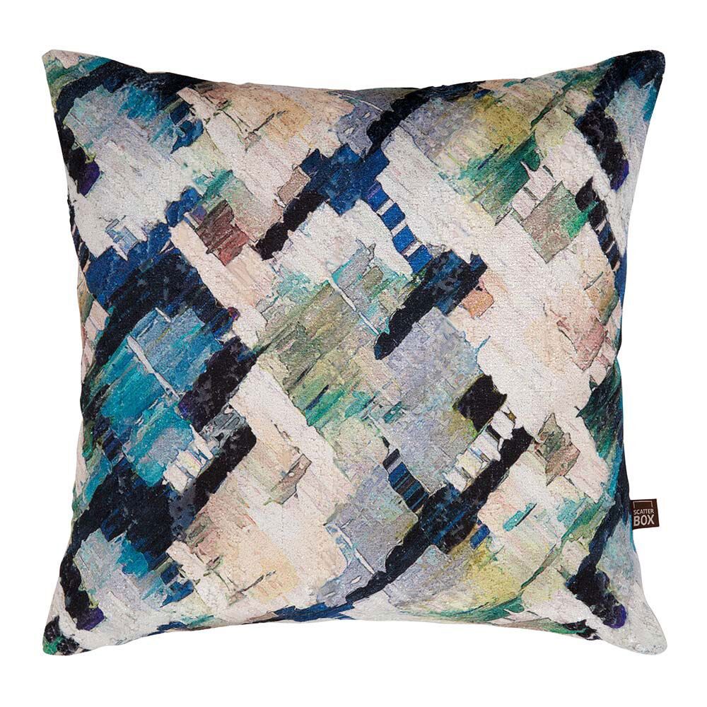 Scatter Box Axel Geometric Cut Velvet Feather Filled Cushion