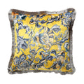 Scatter Box Koi Fringed Velvet Feather Filled Cushion, Yellow/Grey, 45 x 45 Cm