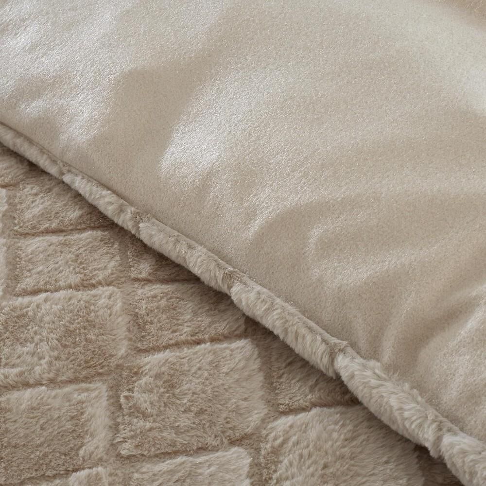Catherine Lansfield Cosy Diamond Faux Fur Duvet Cover Set