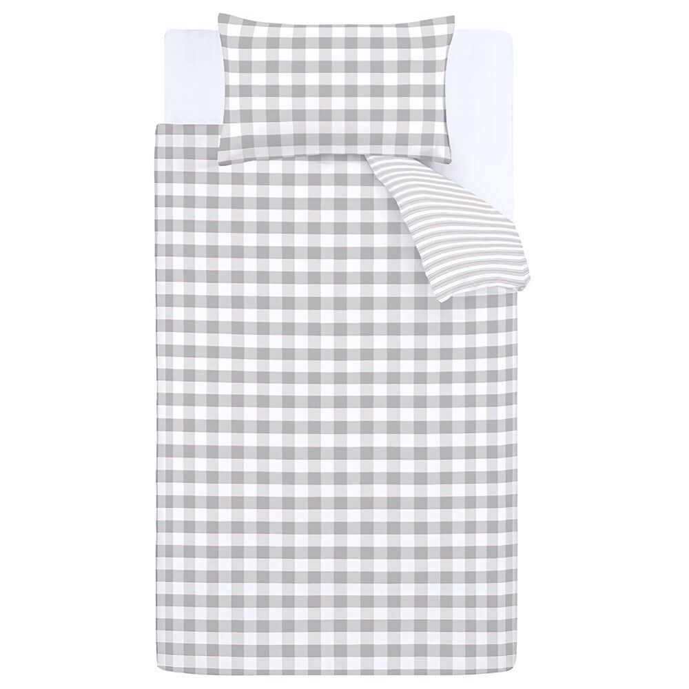 Bianca Kids Check And Stripe Reversible 100% Cotton Duvet Cover Set