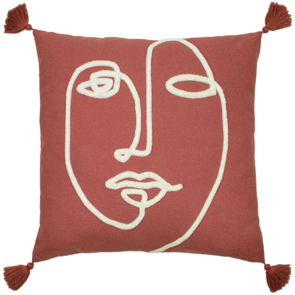 Furn Uno Face Abstract Tufted Cushion Cover, Red Clay, 50 x 50 Cm