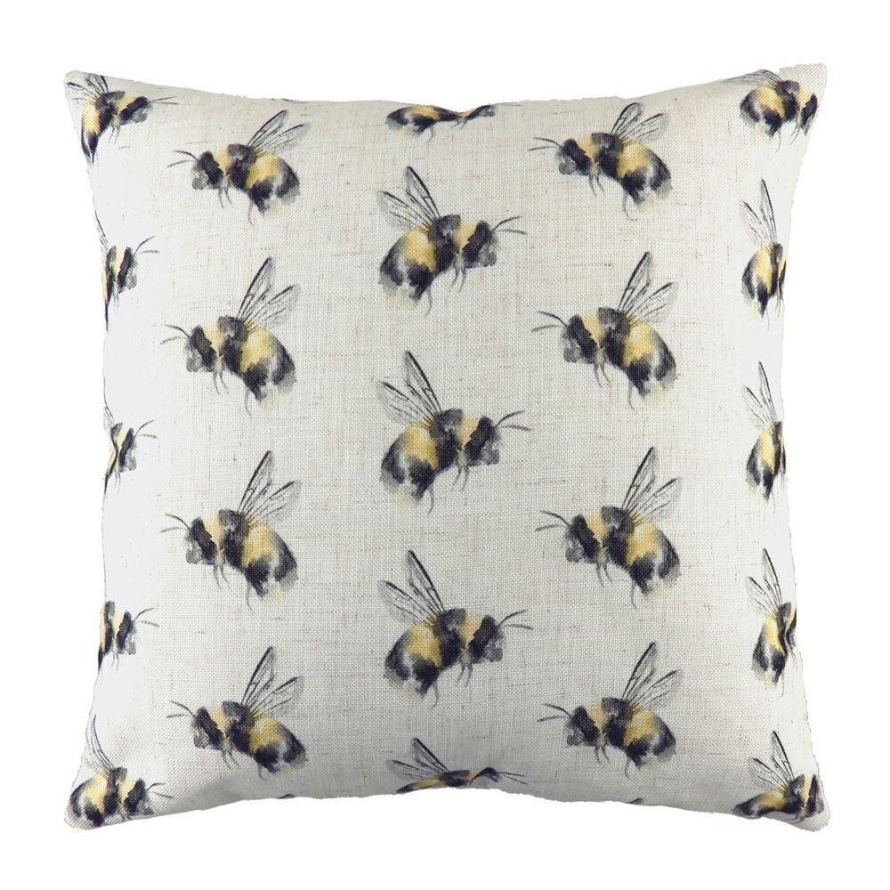 Evans Lichfield Bee You Multi Watercolour Print Cushion Cover, White, 43 x 43 Cm