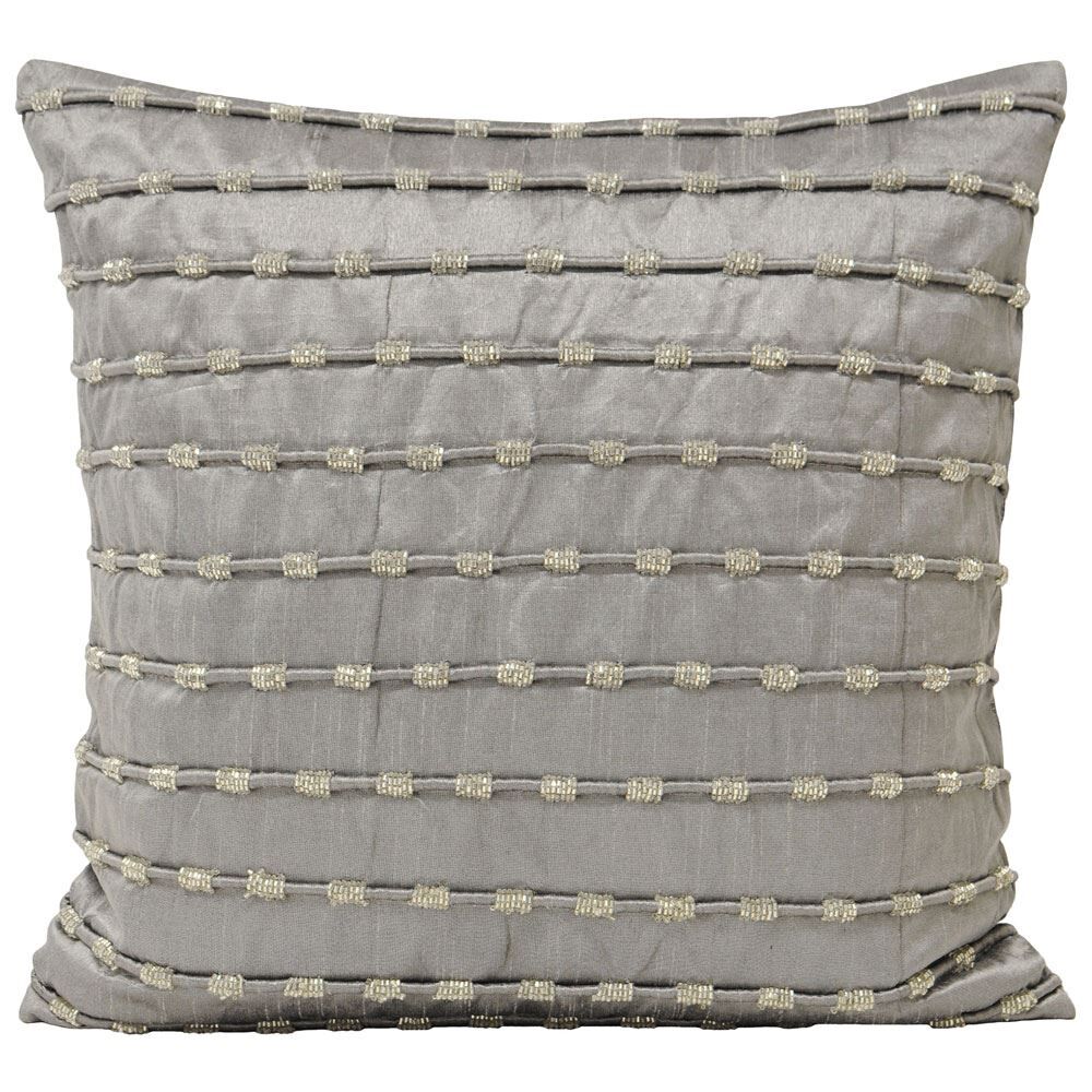 Riva Home Kismet Beaded Embellished Cushion Cover, Grey, 50 x 50 Cm